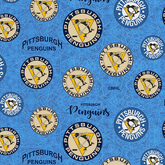 Licensed NHL Hockey Pittsburgh Penguins throwback logo 1226-PEN Cotton Woven Fabric