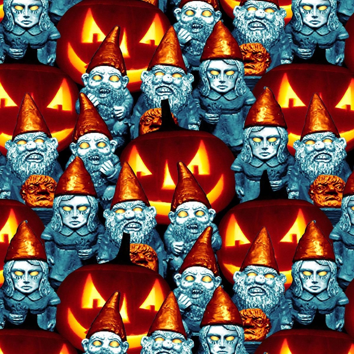 Thriller Night Halloween Gnomes Orange 1017G-33 Glow in the Dark Cotton Woven Fabric