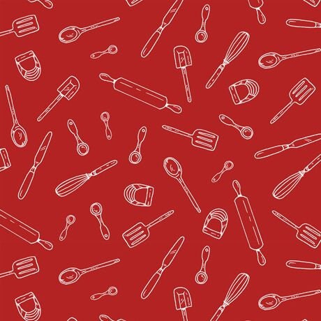 Chef's Special by Sheri Warren Utencils Red 27642R Cotton Woven Fabric