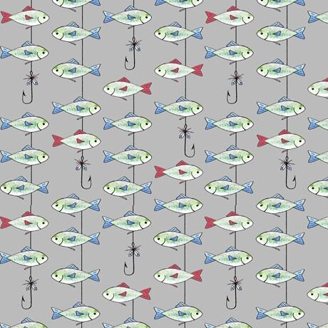 Gnomesville by Desiree's Designs Fish Lt. Gray 27665K Cotton Woven Fabric