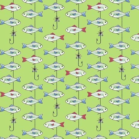 Gnomesville by Desiree's Designs Fish Lt. Green 27665H Cotton Woven Fabric
