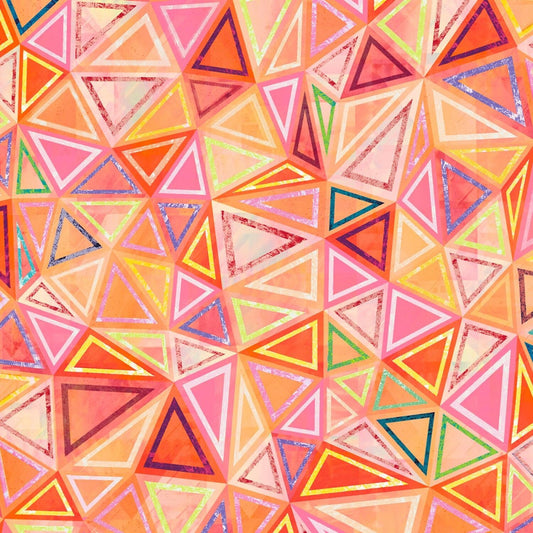 Geometry Triangle Orange RJ1505-OR1D Digitally Printed Cotton Woven Fabric