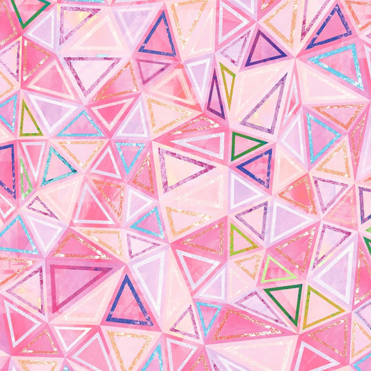 Geometry Triangle Pink RJ1505-PI2D Digitally Printed Cotton Woven Fabric