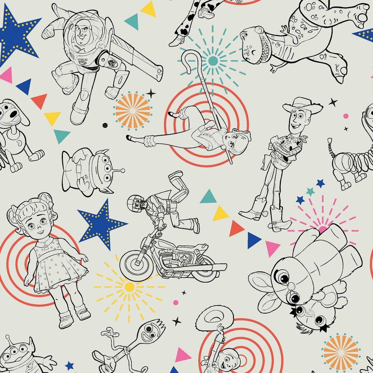 Licensed Disney Toy Story 4 Character Toss # 685363890715 Cotton Woven Fabric