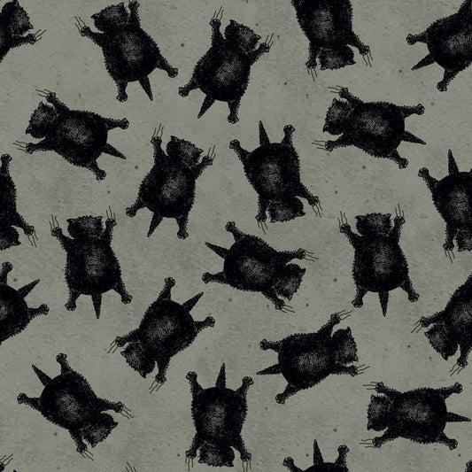 Goose Tales by J. Wecker Frisch Scaredy Cats Toss Gray C9398-GRAY Cotton Woven Fabric