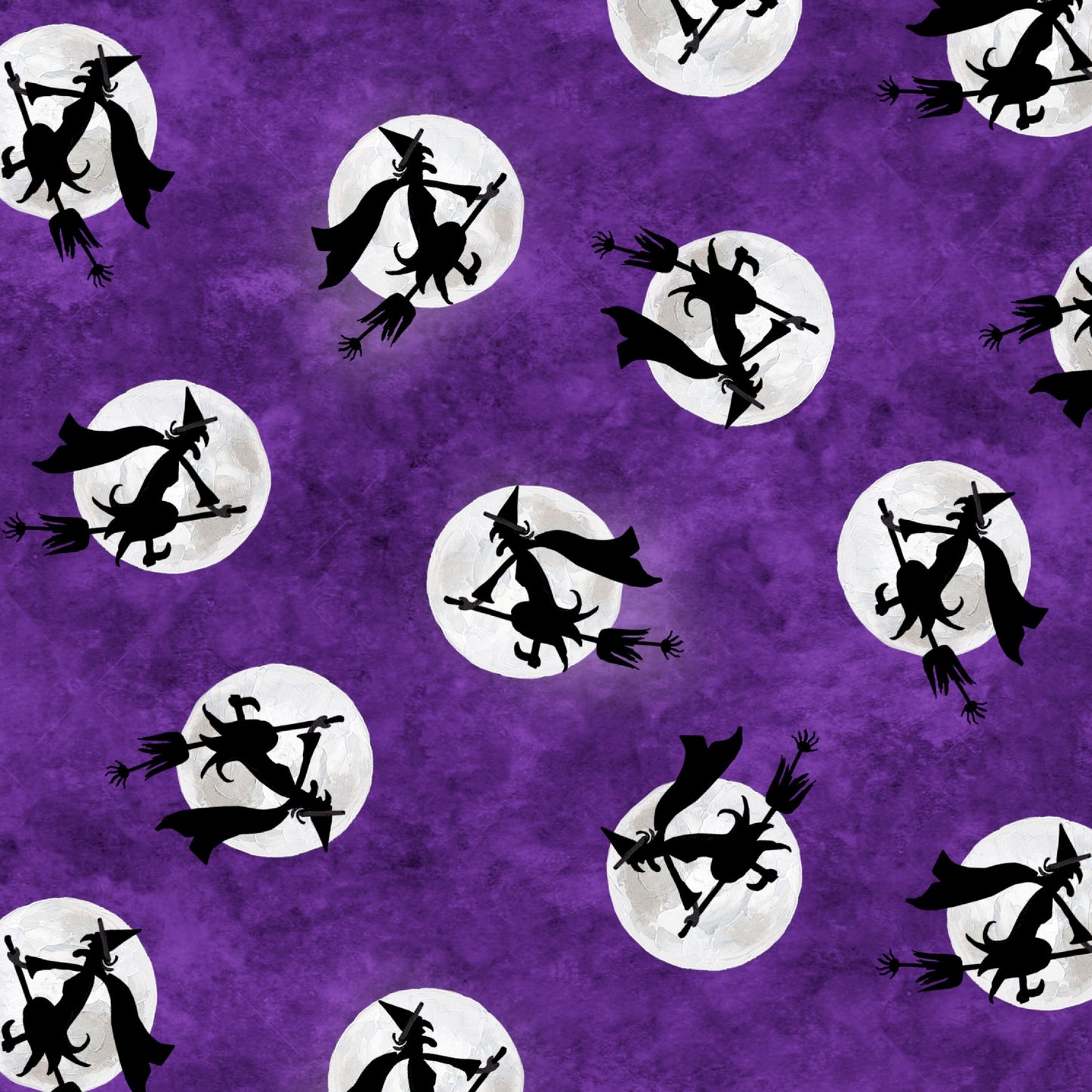 Booville by Annie Troe Flying Witches Purple 1035G-55 Glow in the Dark Cotton Woven Fabric