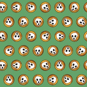 Steampunk Halloween by Desiree's Designs Skulls Green 27774-G Cotton Woven Fabric
