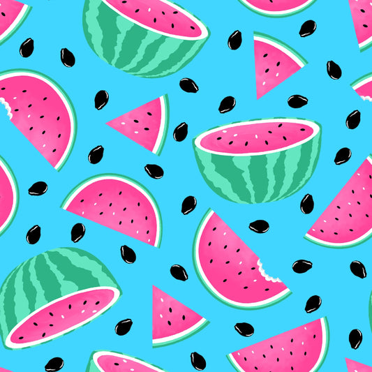 Pool Party Watermelons Lt Blue 1002-70 Cotton Woven Fabric