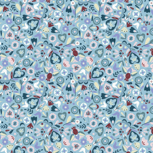 Turtle Cove by CDS Scattered Botanicals Blue 21190603-02 Cotton Woven Fabric