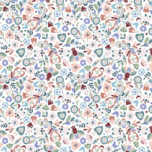 Turtle Cove by CDS Scattered Botanicals White 21190603-01 Cotton Woven Fabric