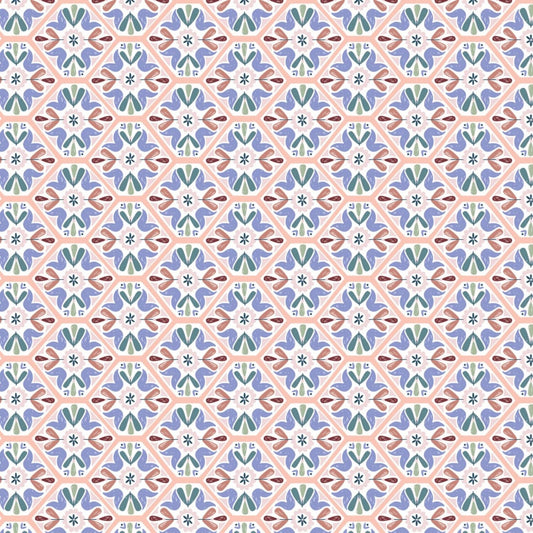 Turtle Cove by CDS Mosaic Tiling Coral 21190604-02 Cotton Woven Fabric