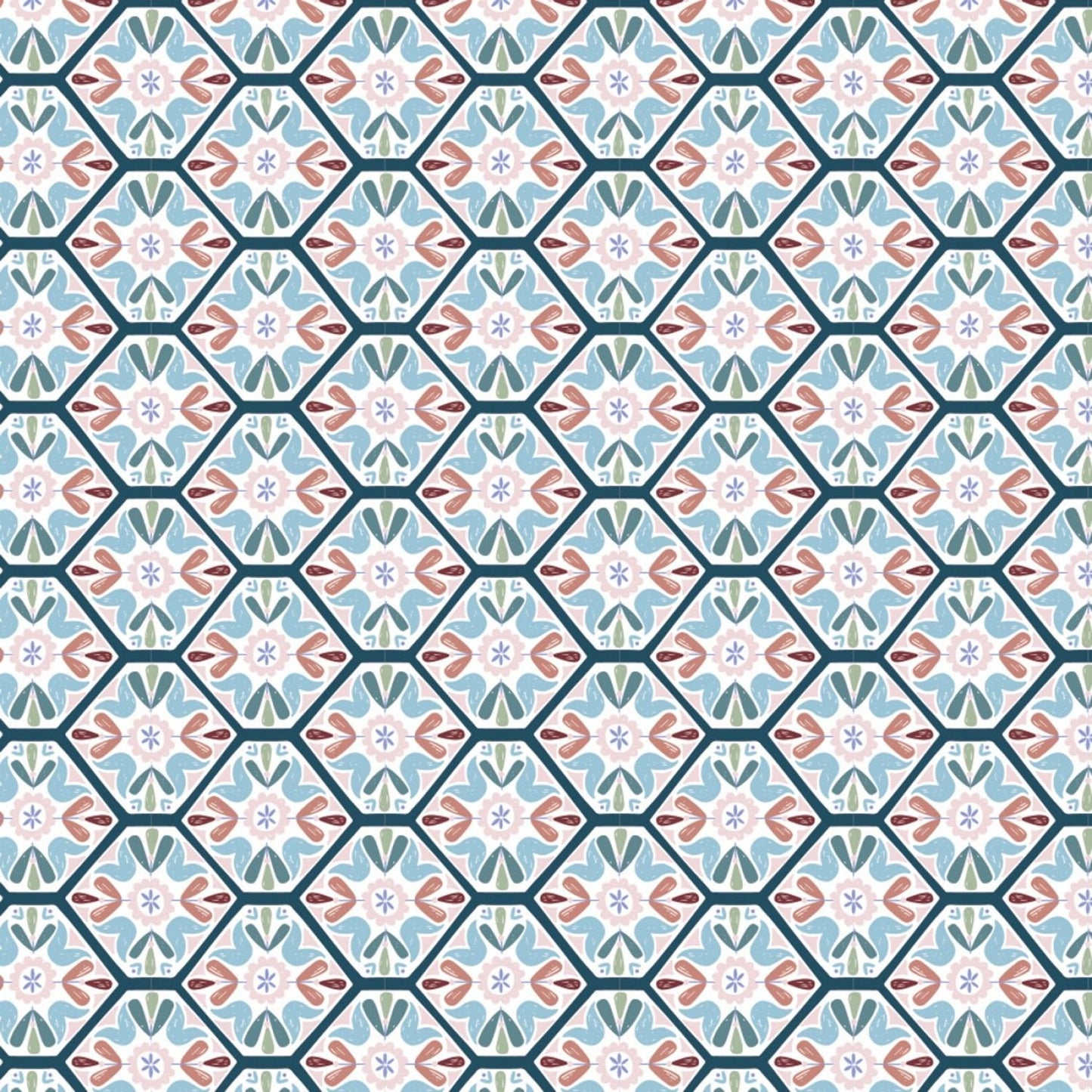 Turtle Cove by CDS Mosaic Tiling Teal 21190604-01 Cotton Woven Fabric