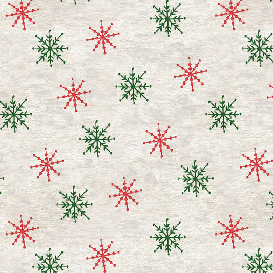 December Magic by Emma Leach Snowflake Ecru 1052-41 Cotton Woven Fabric