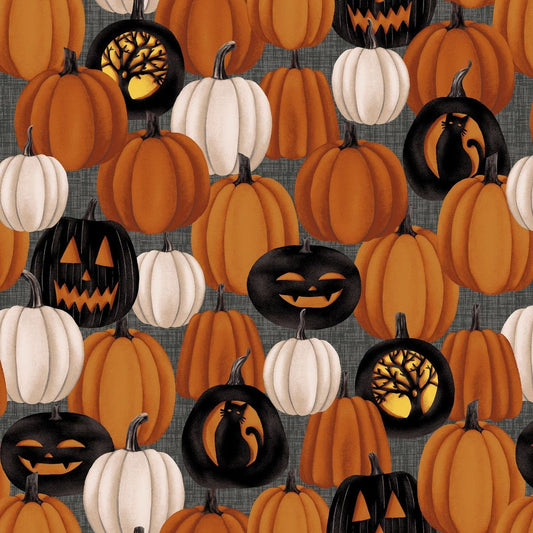 Harvest Moon by Grace Popp Large Pumpkins Orange 5243-33 Cotton Woven Fabric