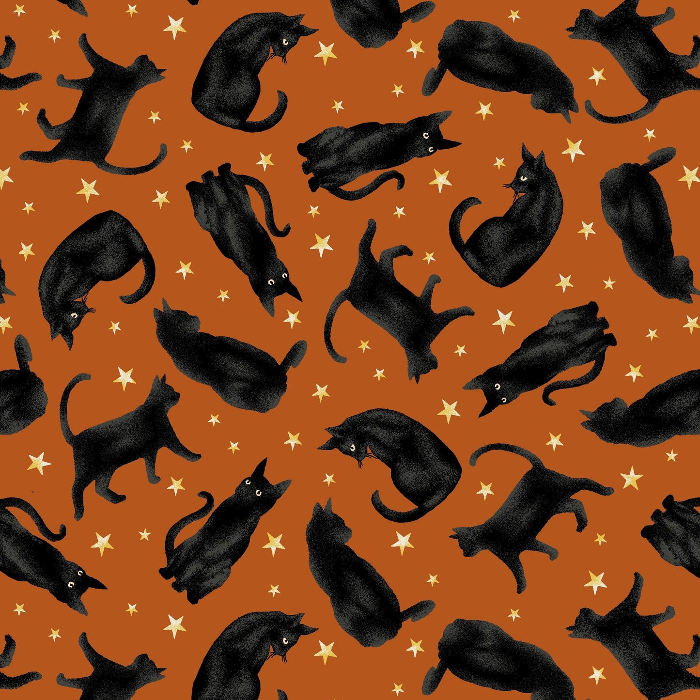 Harvest Moon by Grace Popp Spooky Cats Orange 5246-33 Cotton Woven Fabric