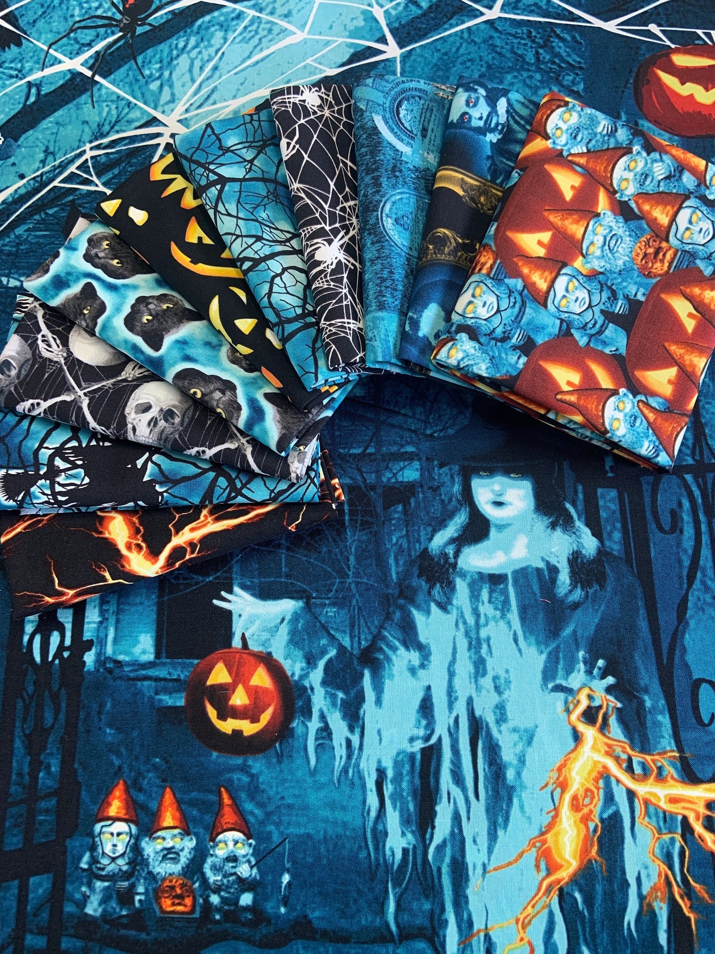 Thriller Night Halloween Gnomes Orange 1017G-33 Glow in the Dark Cotton Woven Fabric