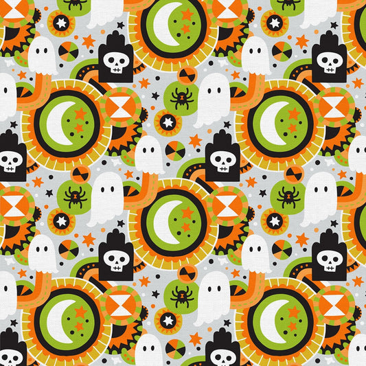 Halloween Night by Katie Larson Graveyard Grey 120-21308 Cotton Woven Fabric