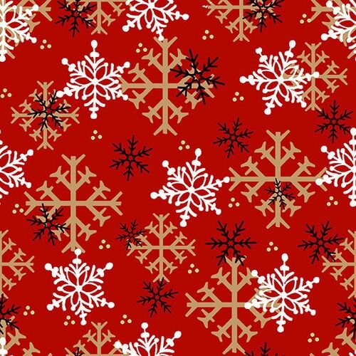 Flannel Gnomies by Shelly Comisky Snowflake Red F9268-88 100% Cotton Flannel Fabric