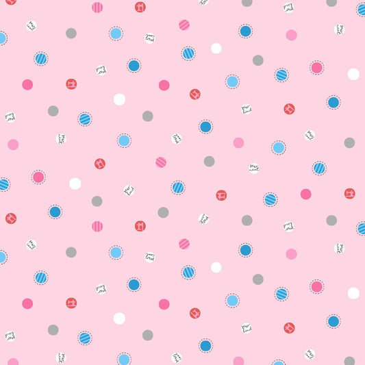 Sew Kind by Stitches by Charlotte Polka Dots Pink 5231-22 Cotton Woven Fabric