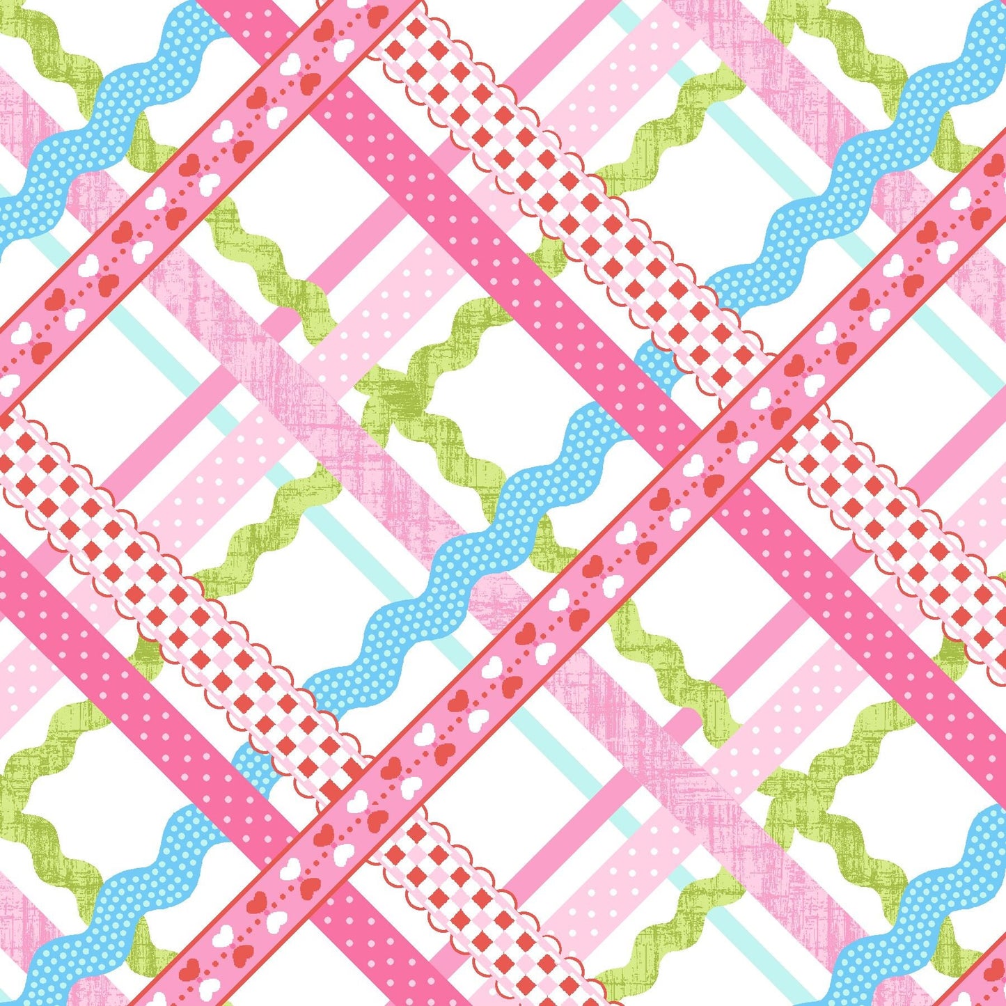 Sew Kind by Stitches by Charlotte Rick Rack Plaid Pink 5226-22 Cotton Woven Fabric