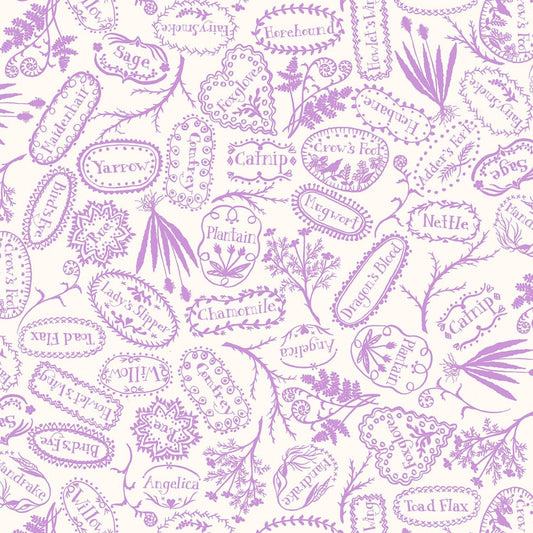 Spellcaster's Garden by Meg Hawkey Plant Markers Purple 9814M-V Cotton Woven Fabric