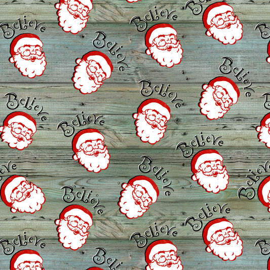 Christmas Memories by Lucie Crovatto Santa Heads Teal 5256-11 Cotton Woven Fabric