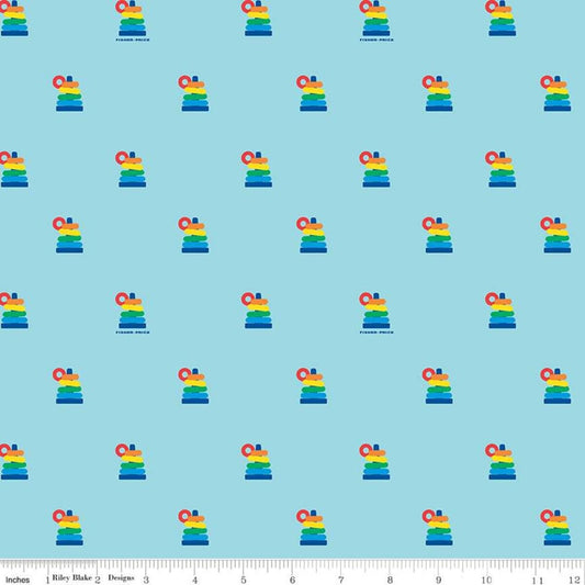 Licensed Fisher Price Rock a Stack Aqua C9763-AQUA Cotton Woven Fabric