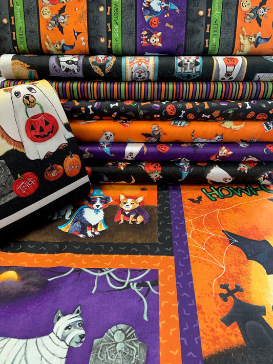 Howl-O-Ween by Casey Krimmel  24" Panel Muttsqarade Orange DDC8936-ORAN Cotton Woven Panel