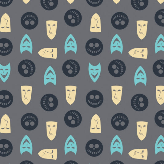 Master of Fright Nightmare Before Christmas Troublemaker Trio Masks Grey 85390406-1 Licensed Cotton Woven Fabric