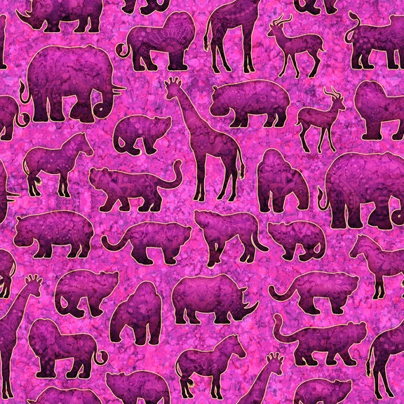 Serengeti by Dan Morris Animal Silhouettes Fuchsia 27766-P Cotton Woven Fabric