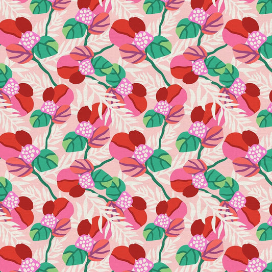 Flamingo Christmas by Lauren Lesley Large Leaf Pink 120-21432 Cotton Woven Fabric