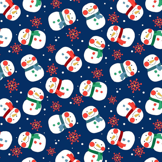 A Gnome To Fa La Snow Globes Navy w/Metallic CM8866-NAVY Cotton Woven Fabric