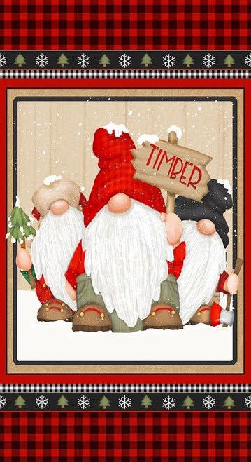 Flannel Gnomies by Shelly Comisky 24" Panel Gnome Red/Black F9277P-89 100% Cotton Flannel Fabric