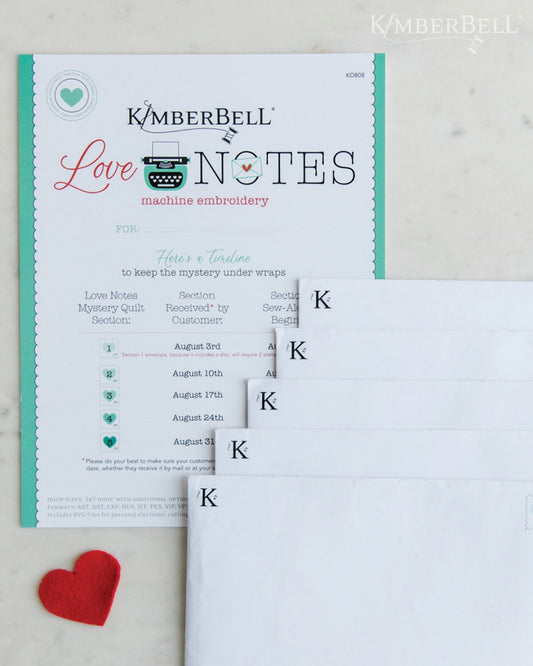 Maywood Studio KimberBell's Love Notes Embroidery KD808 Pattern with Embroidery CD