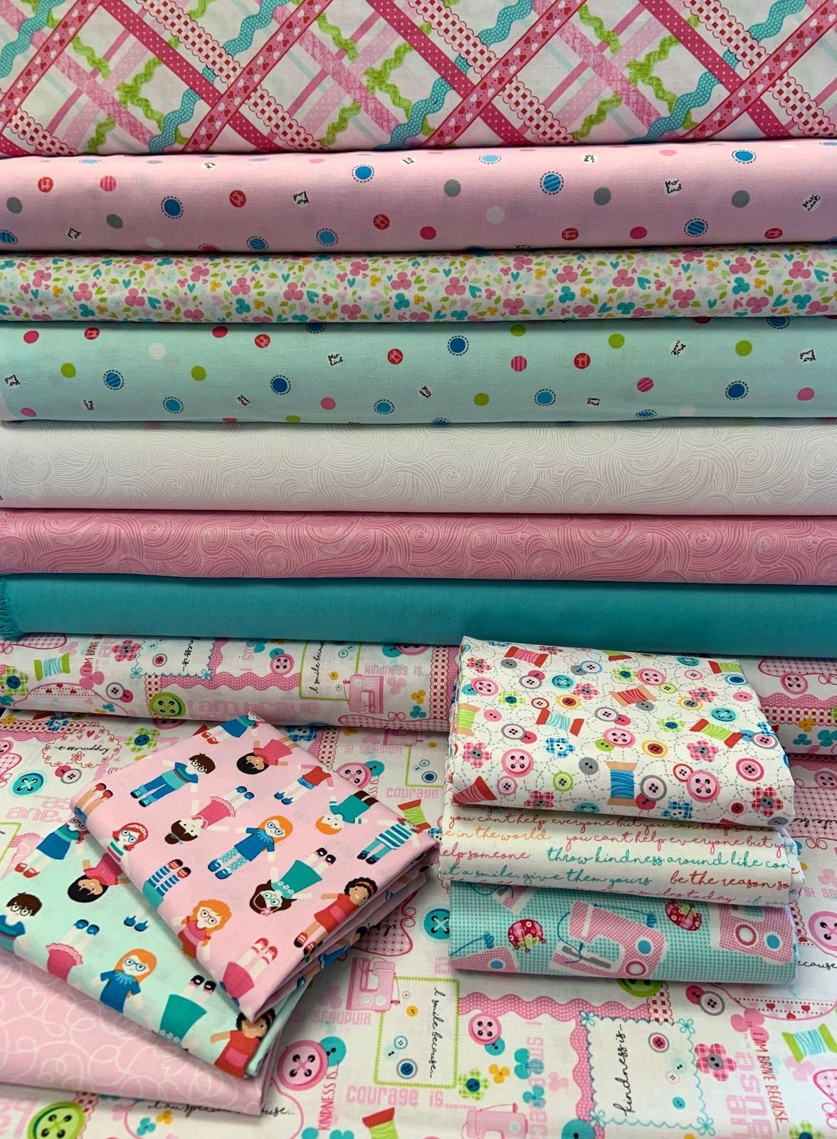Sew Kind by Stitches by Charlotte Collage Pink 5224-22 Cotton Woven Fabric