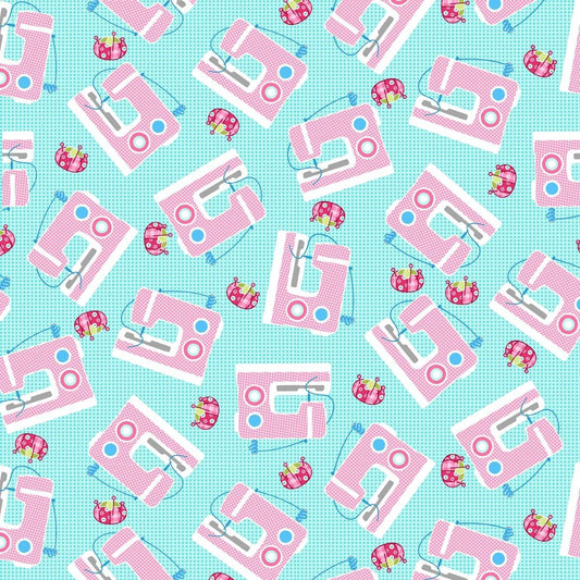 Sew Kind by Stitches by Charlotte Sewing Machines Lt Blue 5227-11 Cotton Woven Fabric