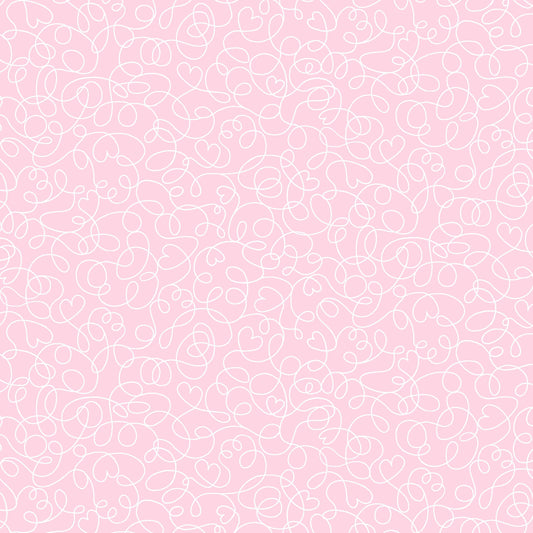 Sew Kind by Stitches by Charlotte Thread Scroll Pink 5232-22 Cotton Woven Fabric