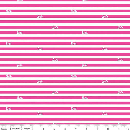 Licensed Barbie Stripes White C9734-WHITE Cotton Woven Fabric