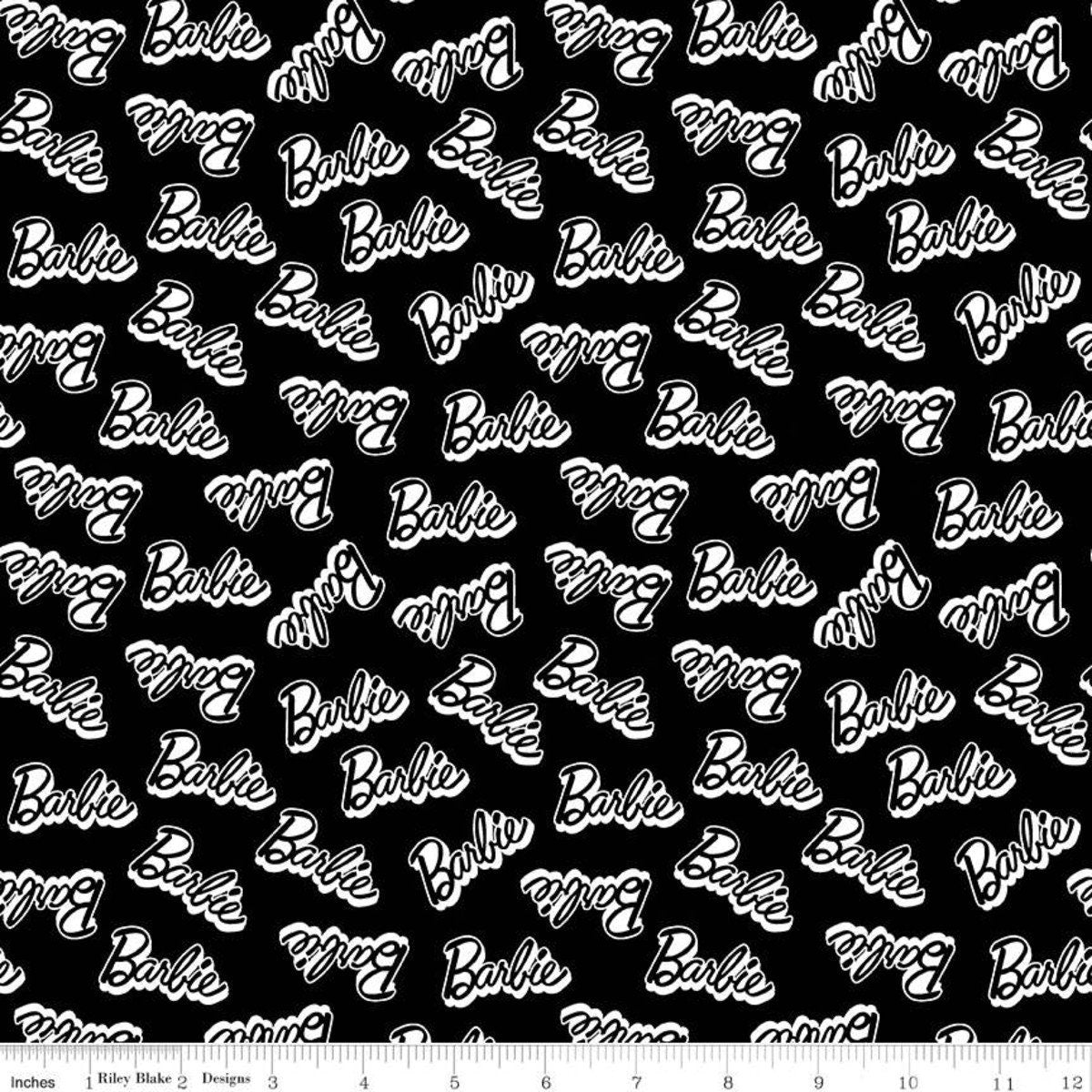 Licensed Barbie Words Black C9733-BLACK Cotton Woven Fabric – The Fabric  Candy Shoppe