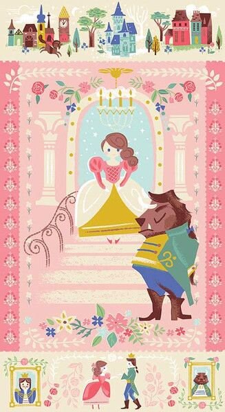 Beauty & The Beast by Jill Howarth 24" Panel Pink P9536-PINK Cotton Woven Panel