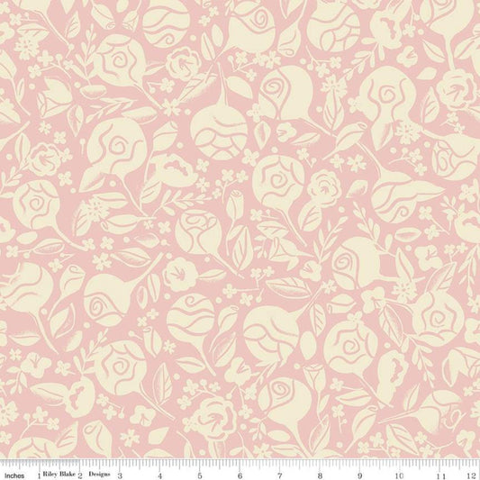 Beauty & The Beast by Jill Howarth Floral Pink C9532-PINK Cotton Woven Fabric