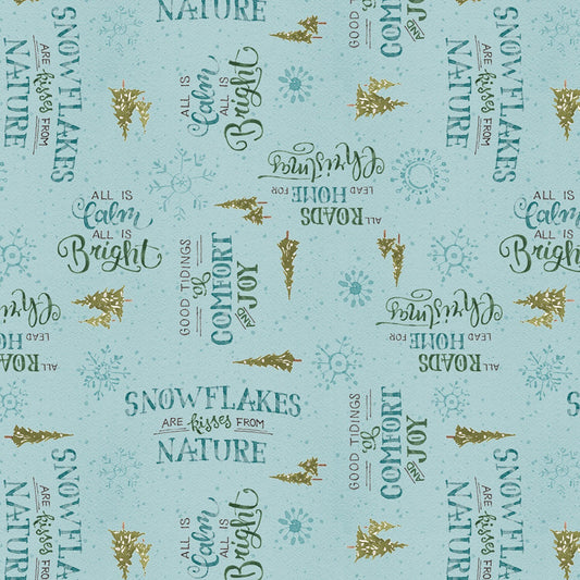 A Magical Christmas by Lisa Audit Words Blue 86464-447 Cotton Woven Fabric