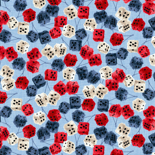 American Muscle by Chelsea Designworks Patriotic Furry Dice 5338-78 Cotton Woven Fabric