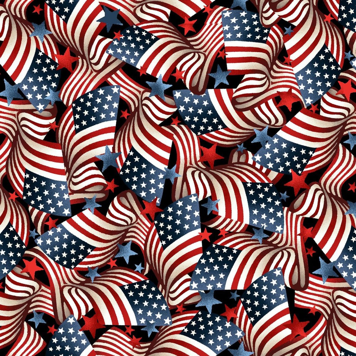 American Muscle by Chelsea Designworks Patriotic Flag 5340-78 Cotton Woven Fabric