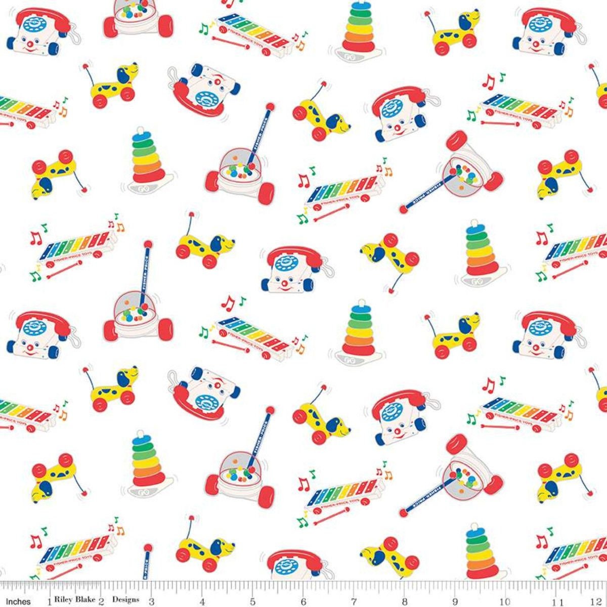 Licensed Fisher Price Toys White C9762-WHITE Cotton Woven Fabric