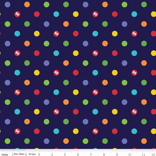 Licensed Fisher Price Dots Navy C9764-NAVY Cotton Woven Fabric