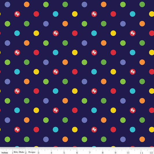 Licensed Fisher Price Dots Navy C9764-NAVY Cotton Woven Fabric