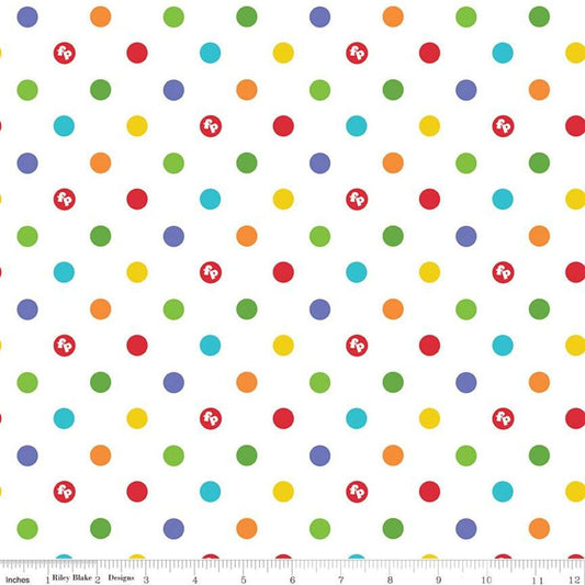 Licensed Fisher Price Dots White C9764-WHITE Cotton Woven Fabric