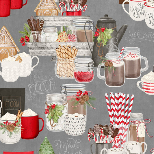 Hot Cocoa Bar by Danielle Leone Large Allover Grey 27597-923 Cotton Woven Fabric