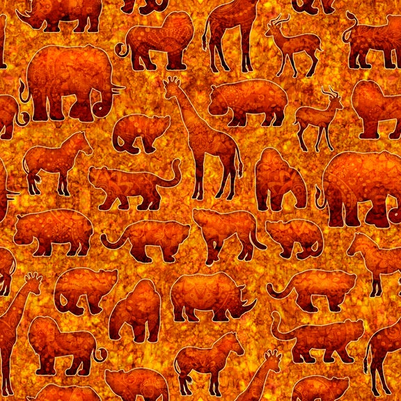 Serengeti by Dan Morris Animal Silhouettes Rust 27766-T Cotton Woven Fabric